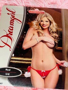 NWT Dreamgirl red fishnet open crotch panty size S/M